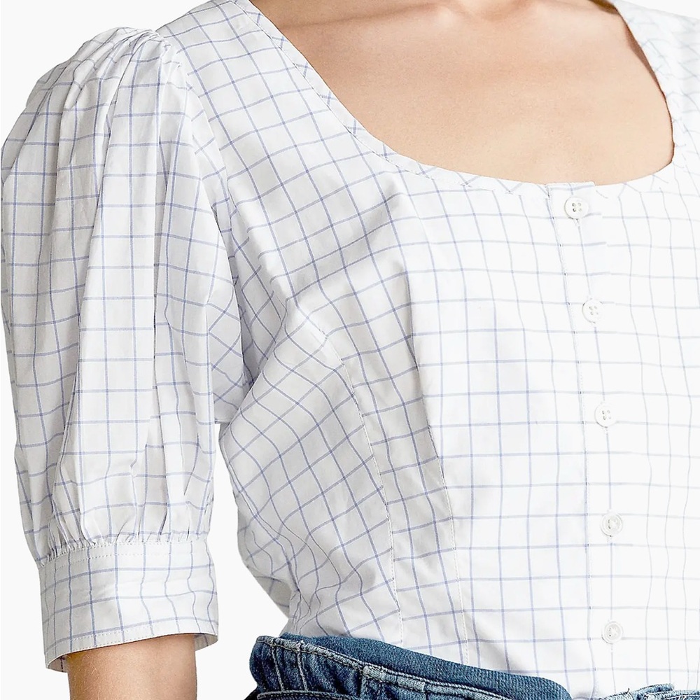 Ralph Lauren White Checkered Women's Top - Picture 3 of 9